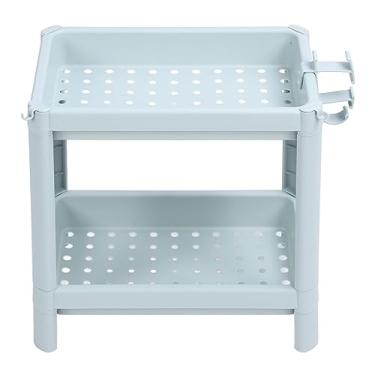 Imagem de Prateleira de Armazenamento de Piso do Banheiro, Unidade de Prateleira Resistente Multifuncional, Grande Capacidade, Economia de Espaço de Plástico para Casa (2 camadas)