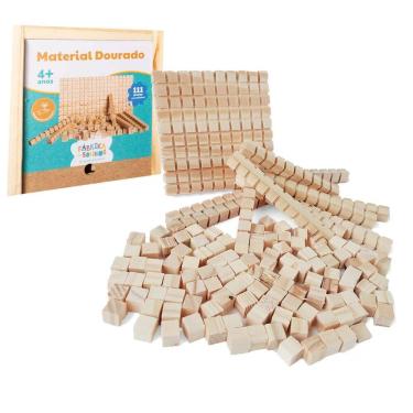 Imagem de Material Dourado 111 Peças Caixa De Madeira