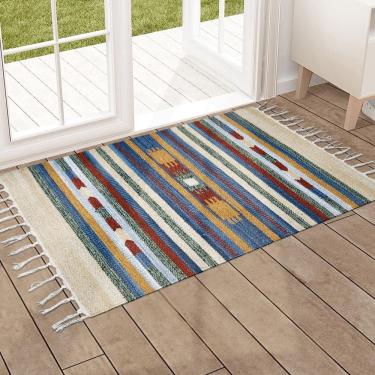 Imagem de 1 Tapete Capacho Kilim  India 100% Algodão 50X70 M08