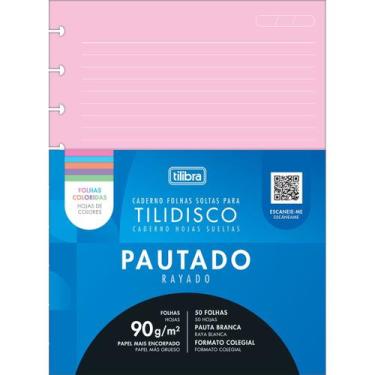 Imagem de Refil para Tilidisco Colegial Folhas Coloridas Pauta Branca 50 Folhas 