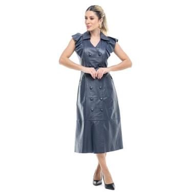 Imagem de Vestido Cartagena Couro Legítimo Pele Mania - PV2948, Amarelo manteiga