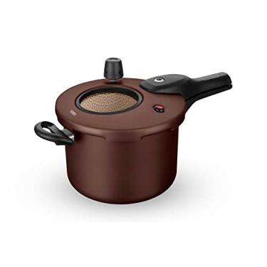 Imagem de MTA - Panela de Pressão com Visor de Vidro e Fechamento Externo em Alumínio com Antiaderente, Capacidade de 4,5L, nº 20, Cor Chocolate, Linha Visor.