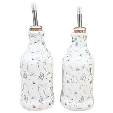 Imagem de Kit Galheteiro Porcelana Branca Decorada Arabescos - Antilope Decor Po
