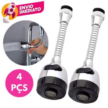 Imagem de Kit Bico Extensor Torneira Duplo Jato 360 Adaptador Flexível Arejador 