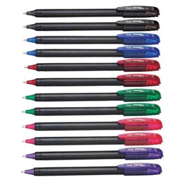 Imagem de Kit 12 Canetas PENTEL Gel Energel Makkuro 0.7mm Ponta Fina (Cores à Es
