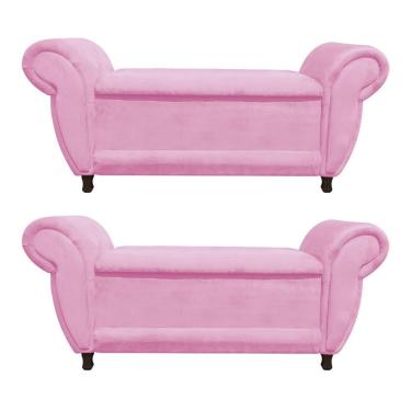 Imagem de Kit 02 Recamier Baú Itália Namoradeira Calçadeira Suede