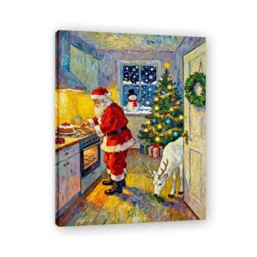 Imagem de Pôster de Natal de casa de fazenda, estampa de férias de inverno, decoração de parede de Natal vintage para decoração de galeria de quarto de fazenda em casa A86. Moldura interna 60x80cm-23,7x31,5 pol