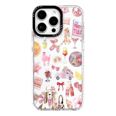 Imagem de ChiCaseVer Capa para iPhone 16 Pro, estampa de colagem de festa com cachorros fofos e coquetéis, proteção contra quedas de nível militar, proteção de TPU fino macio rosa feminino e proteção de câmera