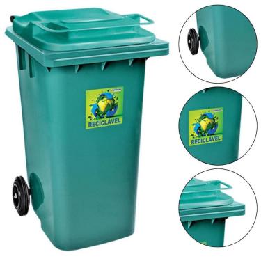 Imagem de Lixeira Cesto Grande 120 Litros Com Tampa Com Alça Cor Verde