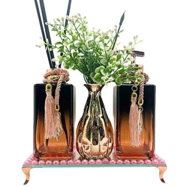 Imagem de Kit Lavabo Luxo Square Preto e Rose – Aromatizador de Ambiente, Saboneteira e Varetas Decorativas – Banheiro e Lavabo Elegante (ROSE)