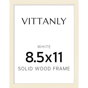 Imagem de Vittanly Porta-retrato de 21 x 28 cm, moldura de madeira maciça com acrílico, inclui tapete de 15 x 20 cm, pendurar na parede ou mesa para fotos, decoração de casa, branco, 1 pacote