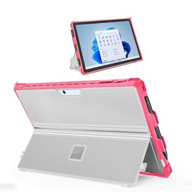 Imagem de SSS·GRGB Capa para Microsoft Surface Pro 7 Plus/7/6/5/4/LTE, capa protetora robusta com suporte para caneta, compatível com teclado tipo capa, transparente e vermelha