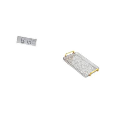 Imagem de Fenteer Relógio de Parede Digital, Relógio de Mesa, Multifuncional, Grande Display de Temperatura E Umidade com Alça, Bandeja para Servir, Armazenamento de Jo