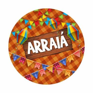 Imagem de Painel de Lona Redondo Arraiá Festa Junina Xadrez Bandeirinhas - Fabri