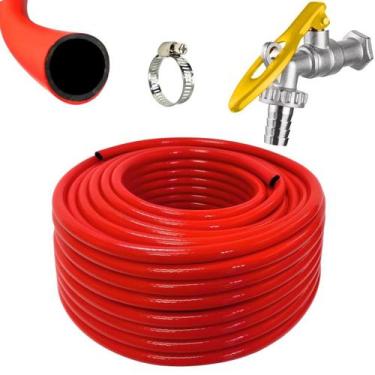 Imagem de Mangueira Jardim 15M Siliconada +Torneira Porta Cadeado 1/2 - Kaztec