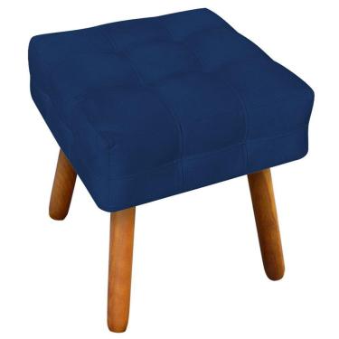Imagem de Puff Decorativo Pés Palito Karen Suede Azul Marinho