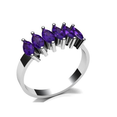 Imagem de Meia Aliança Navete Prata Com ametista sintetica