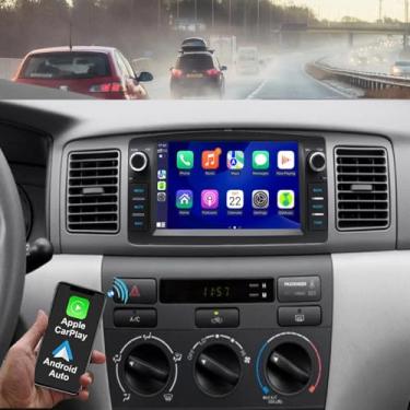 Imagem de 4+64G 17.8 cm Android 13.0 som automotivo para Toyota Corolla E120 2000 2001 2002 2003 2004 2005 2006 com carro sem fio e com fio, microfone de câmera DSP GPS integrado