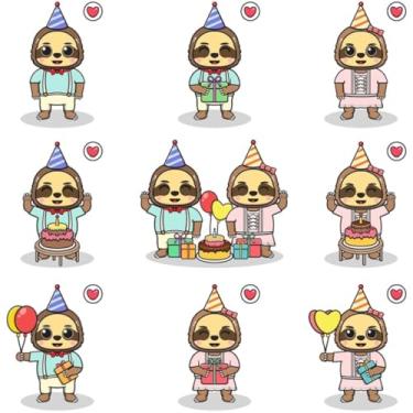 Imagem de Adesivo Decorativo Infantil Kawai com Preguiça para Quarto e Cadernos Festa de Aniversário Decoração Cute Vector 40x40cm