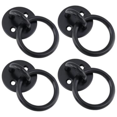 Imagem de Antrader Gancho redondo para placa de olho com anel, 4 peças de gancho de teto de aço inoxidável 304, ganchos pretos para montagem na parede, corda de ioga, redes, balanços, sacos de pancada