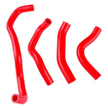 Imagem de XAJINGSU Kit de mangueira de refrigeração de radiador de silicone compatível com Kawasaki Vulcan Nomad VN 1500 1999-2004, 4 peças, 11 cores (vermelho brilhante)
