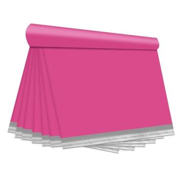 Imagem de KKBESTPACK 200 peças de envelopes de poliéster 14,5 x 19 sacos de envio autoadesivos à prova d'água (rosa)