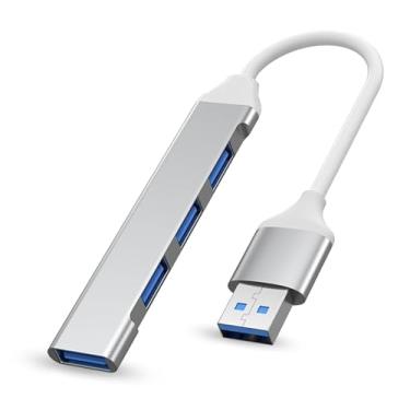 Imagem de Hub USB 3.0, divisor USB 3.0/2.0, hub USB 3.0/2.0, adaptador multiportas para laptop, Xbox, pen drive, HDD, console, impressora, câmera, teclado, mouse - prata