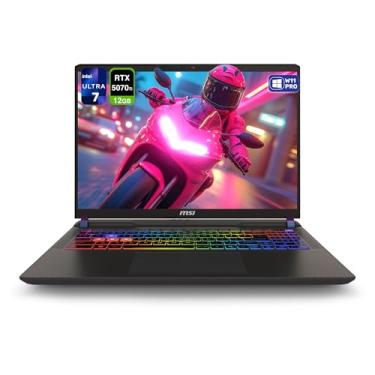 Imagem de MSI Vector 16 HX AI Gaming Laptop, Intel Ultra 7-255HX, 64 GB DDR5 RAM, 2 TB PCIe SSD, 16 polegadas FHD+ (1920 x 1200) 144 Hz, Nvidia G-Force RTX 5070Ti, teclado retroiluminado, W11 Pro, cinza cosmo