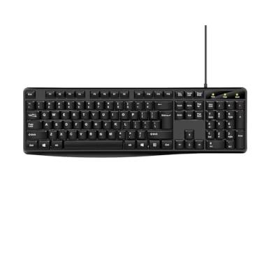 Imagem de Teclado de computador com fio, Plug Play USB, teclado numérico grande, indicadores de LED, suportes ergonômicos, dobráveis, letras antidesgaste, teclado de tamanho completo, para Windows, Mac, PC
