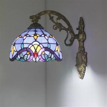 Imagem de Luminária de parede retrô americana com LED, estilo europeu de luxo, para sala de estar, restaurante, quarto, escritório, casa de campo, hotel, café, bar, corredor, escada, em vidro colorido