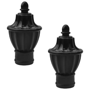 Imagem de UFURMATE Cortina Finials 2 peças preto leve plástico cortina trilho haste cabeça tampa decorativa tratamento janela finials finials, serve OD. 28 mm/1,1 pol varões de cortina (forma de troféu)