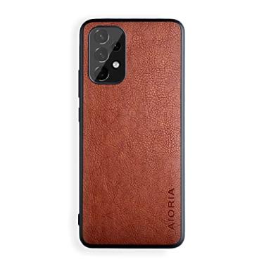 Imagem de AIORIA Capa para Samsung Galaxy A53 5G 16.5 cm de couro PU premium retrô design empresarial capa protetora completa para Samsung A53 5G (marrom)