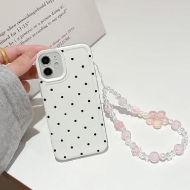 Imagem de RRFNNF Linda capa de telefone de bolinhas para iPhone 6 Plus/6s Plus, estética, fina, macia, durável, com corrente de pulseira brilhante, à prova de choque, capa protetora de TPU para mulheres e