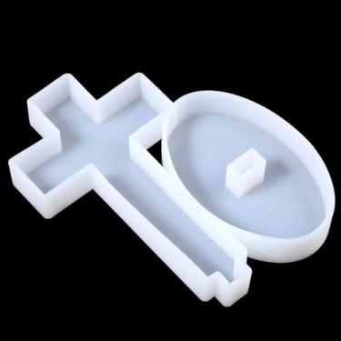 Imagem de Sibba 2 peças de molde de cruz com base de silicone, moldes de crucifixo de cruz grande para resina epóxi para artesanato de presente de cruz abençoada, molde de gesso crucifixo de batismo, decoração