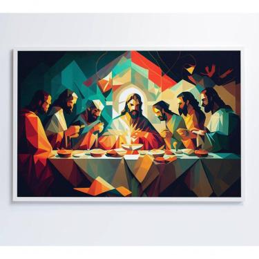 Imagem de Quadro Jesus Cristo E A última Ceia Medidas 90x60 Cm Impressão Tecido Canvas