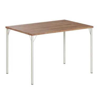 Imagem de Mesa De Sala Jantar 1586 Aço C- Tampo Madeirado 120x80cm Prata-freijo - Carraro