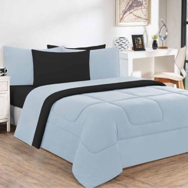Imagem de Edredom Malha 100% Algodão Gran Moratta 1 Peça Solteiro - Azul Bebê-preto