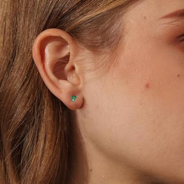 Imagem de 1 par de brincos femininos de zircônia cúbica de aço cirúrgico, prata/ouro, cartilagem, joias, zircão branco/verde, 3mm, Aço inoxidável, Sem pedra preciosa