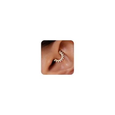 Imagem de Brincos femininos Daith de cartilagem pequena argola dourada hipoalergênica hélice piercing de titânio 14k aço cirúrgico diamante implante zircônia cúbica joia, 10mm, Titânio, Zircônia