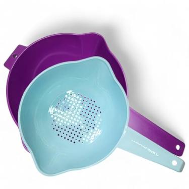 Imagem de Tupperware Conjunto de 2 coadores de 1 litro e 2 litros - 1 litro azul claro e roxo 2 litros