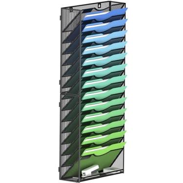 Imagem de Kuntine.B Organizador de arquivos de parede para escritório, suporte de revista, organizador de arquivos de parede para escritório, casa (preto, 15 camadas)