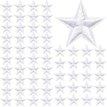 Imagem de PAGOW 60 peças de remendos de ferro em estrela, 2,5 cm costurados em estrelas, enfeites de adesivos de ferro para roupas, chapéus, jaquetas, mochilas, decoração de estrelas, apliques decorativos