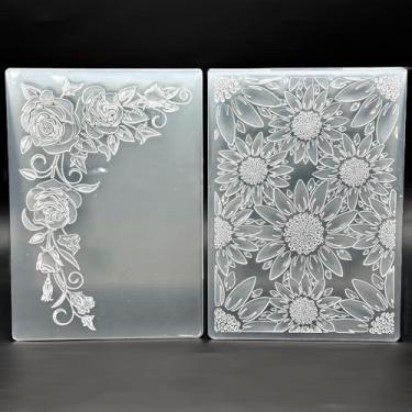 Imagem de 2 peças de pasta de plástico 3D com textura de girassol rosa, 12 x 18 cm para fazer cartões, faça você mesmo, scrapbooking, papel, artesanato, artesanato, scrapbook, artes, decoração