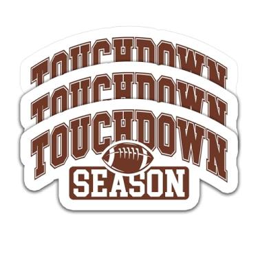 Imagem de Adesivo de futebol (3 peças) Touchdown Season – Decalque de vinil de futebol para fãs, jogadores e times de futebol – Adesivos à prova d'água para laptops, copos, garrafas de água, álbuns de recortes