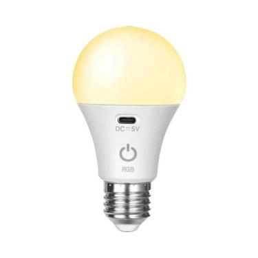 Imagem de Lâmpada LED RGB USB Recarregável E27 Inteligente Regulável Sem Fio a B