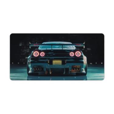 Imagem de Tapete de mesa retrô clássico R32 Tail Cool JDM Tapete de mouse pad antiderrapante grande material de escritório tapete de mesa de borracha impermeável para escritório jogo casa 30 x 60 cm