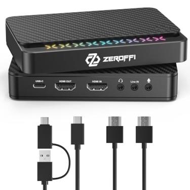 Imagem de Zeroffi Placa de captura 4K com passagem HDMI 2.0, captura de vídeo USB-C 3.0 para streaming e gravação no PC, PS5/Pro, Xbox Series X/S, Switch 2, 4K30 HDR ou 1080p120