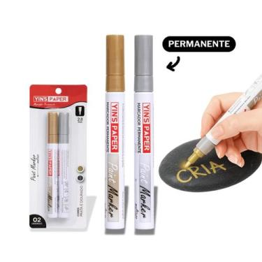 Imagem de Marcador Permanente Para Artesanato Identificação E Uso Escolar Kit 2 