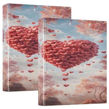 Imagem de xigua 3 fichários redondos com balão de coração comporta 200 folhas, à prova d'água, tamanho carta, 3, fichários com bolsos internos transparentes de PVC e clipe de metal antiderrapante, pacote com 2