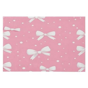 Imagem de YETTASBIN Capacho grande 61 x 91 cm - Tapete de piso macio lavável com laço branco super absorvente de baixo perfil com traseira de borracha antiderrapante para porta da frente, cozinha, quarto